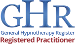 Logo of the General Hypnotherapy Register (GHR), highlighting Anna Hamada's membership as a certified hypnotherapist.